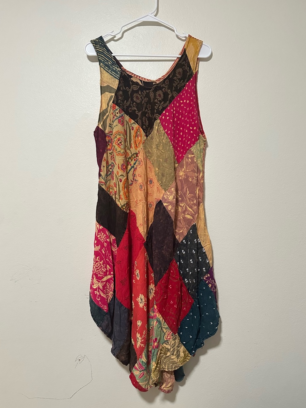 Vintage Y2K Boho Patchwork Sleeveless Tunic Dress in Multicolor
